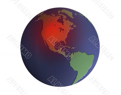 Image of Earth with red USA