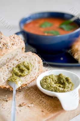Bread and pesto Bread and pesto