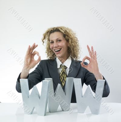 Businesswoman with ok sign