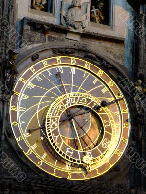 Close-up of the astronomical clock in Prague