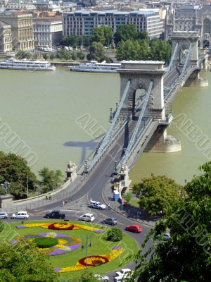 Sz&eacute;chenyi Chain Bridge on Danube river, Budapest