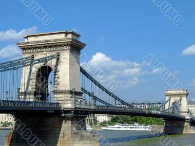 Sz&eacute;chenyi Chain Bridge on Danube river, Budapest