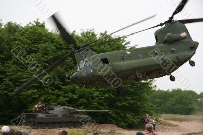 Helicopter flyby at low altitude