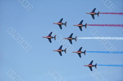 French airforce paints red-white-blue in the sky