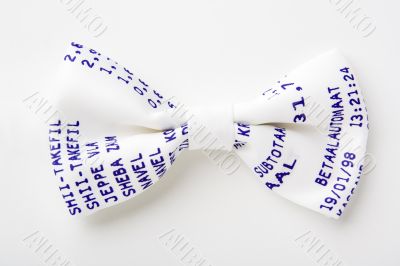 White bow tie with receipt decorated