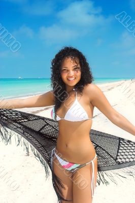 happy girl at beach