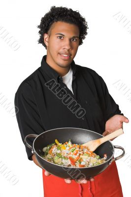 young chef presenting food