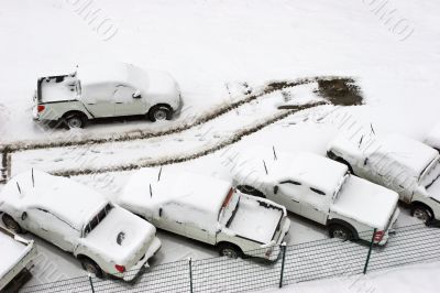 Parking lot with one car just gone