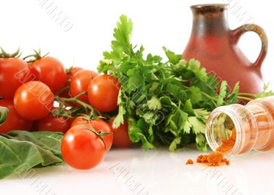 fresh vegetables with paprika and jug fresh vegetables with paprika and jug