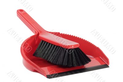 Dust pan with sweeper