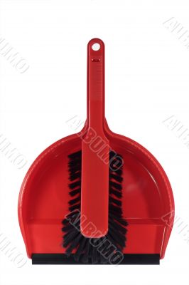 Dust pan with brush