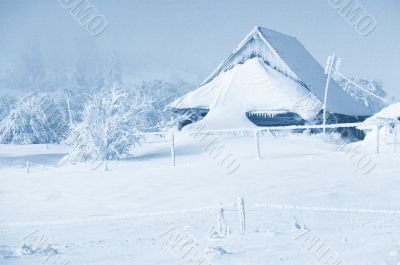 Winter lanscapes with snowy haus