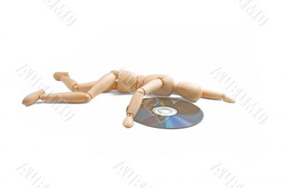 wood mannequin with CD-rom