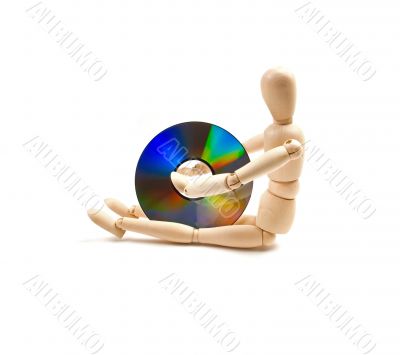 wood mannequin with CD-rom