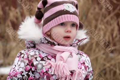 little beauty girl slightly frozen