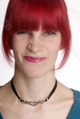 woman turns nose