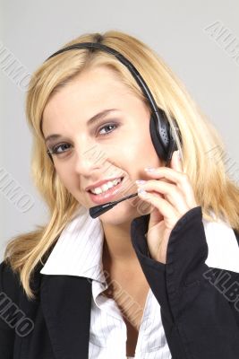 woman with headset woman with headset