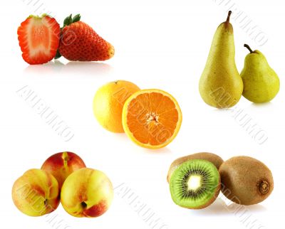 set of a few isolated on white fruites set of a few isolated on white fruites
