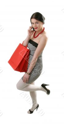shopper talking  by cellphone