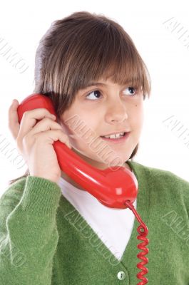 Girl speaking on the telephone