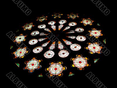 Stained Glass Rose Window in Temple