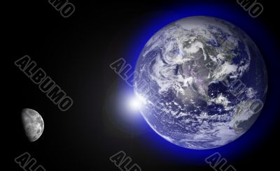 Sun Rising with Moon