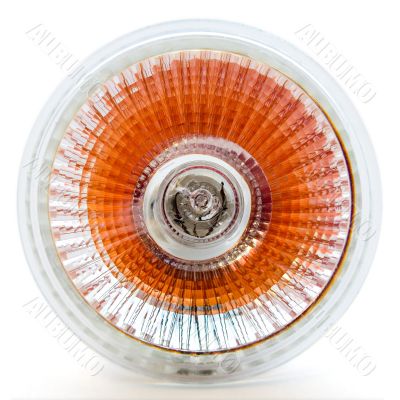 Orange halogen light bulb