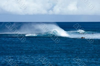 Blowing foam on Hawaiian Waves