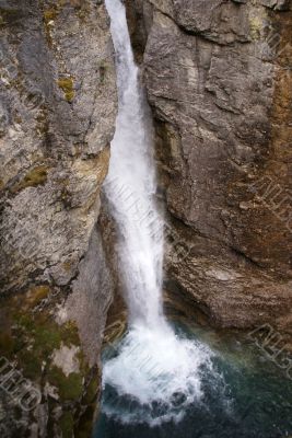 Waterfalls in narrow canyon