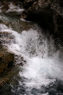 Waterfalls in narrow canyon