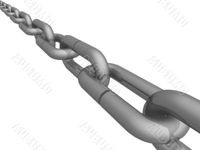 Metal chain on a white background. 3D image.