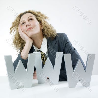 Dreamy woman with www