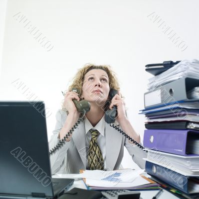 Businesswoman waiting on line