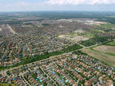 Aerial view of residential area