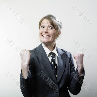Excited businesswoman