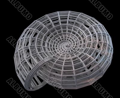 Abstract 3d spiral shell from a steel grid