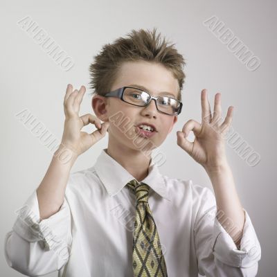 Boy and ok sign