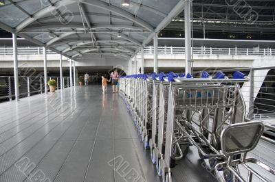 Airport Carts on walkway at Terminal Building
