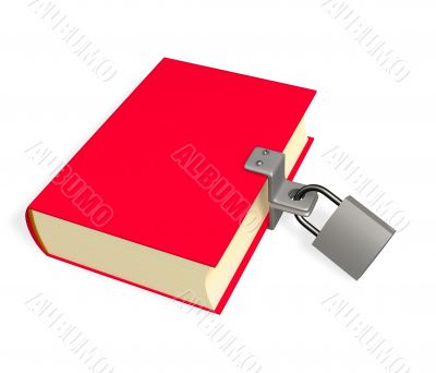 3d red book, closed on the lock