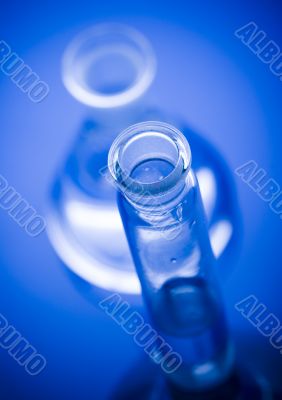 Blue chemistry vials