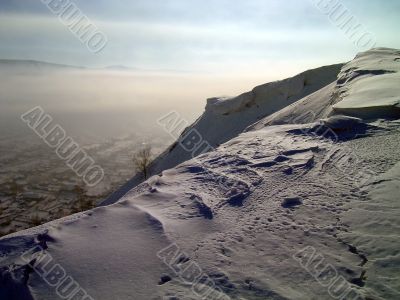 winter, mountains, forest and village