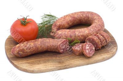 Sausage with tomato and dill