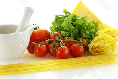 few raw ingredients for making pasta