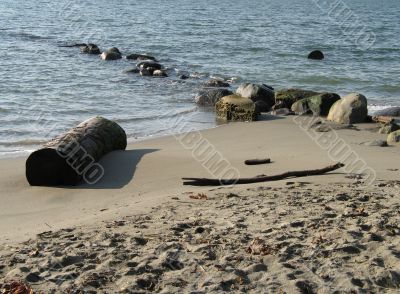 ocean beach with rocks