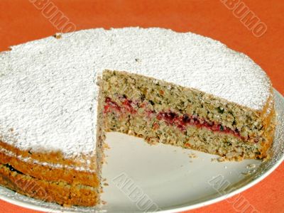 Buckwheat cake with cranberry marmalade