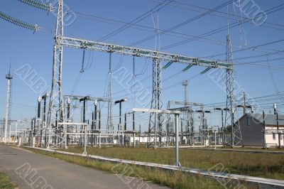 Row of electricity pylons