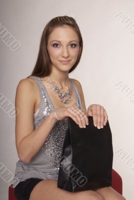 woman with purchase bag