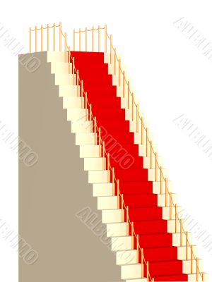 3d high ladder, covered with a red carpet