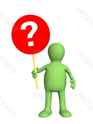 3d person - puppet a symbol holding in a hand 3d person - puppet a symbol holding in a hand