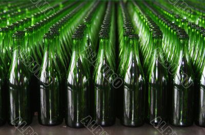Green empty bottles